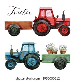 Tractor watercolor clipart with tractor, trailer. Clipart with high quality hand painted watercolor for your unique design.
All images are hand painted by watercolor in JPEG format with high resolutio