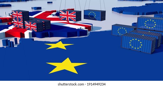 
TRADE BETWEEN england and eu. Containers face each other