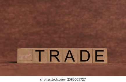 Trade chart strategy cube block block wooden import export business financial investment success trade growth money profit global technology trade stock logistic chart exchange strategy.3d render