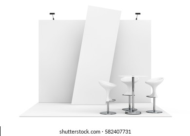 Trade Commercial Exhibition Stand on a white background. 3d Rendering. 