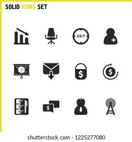 Trade Icons Set With Reset Coin, Check Box And 24/7 Elements. Set Of Trade Icons And Receive Mail Concept. Editable  Elements For Logo App UI Design.