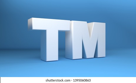 Trade Mark Sign 3d Symbol In White On Blue Background 3d Illustration