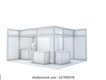Trade show booth. 3d render isolated on white background