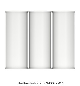 Trade show booth column white and blank. 3d render isolated on white background. High Resolution Template for your design.