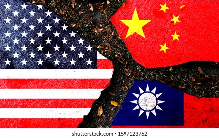 Trade War. Flag Of The People's Republic Of China. Flag Of The United States. Taiwan Flag