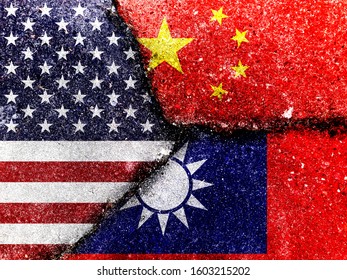 Trade War. Flag Of The People's Republic Of China. Flag Of The United States. Taiwan Flag