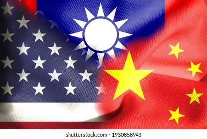 Trade War. Flag Of The People's Republic Of China. Flag Of The United States. Taiwan Flag