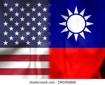 Trade War. Flag Of The United States. Taiwan Flag, 3d Illustration