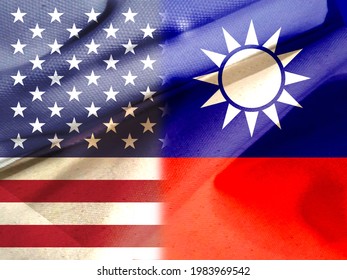 Trade War. Flag Of The United States. Taiwan Flag, 3d Illustration