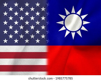 Trade War. Flag Of The United States. Taiwan Flag, 3d Illustration