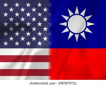 Trade War. Flag Of The United States. Taiwan Flag, 3d Illustration