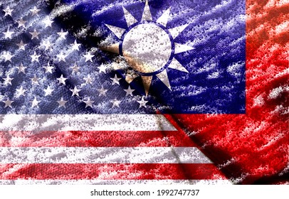 Trade War. Flag Of The United States. Taiwan Flag, 3d Illustration