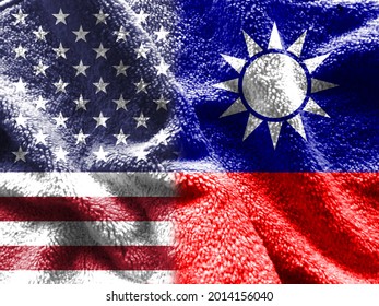 Trade War. Flag Of The United States. Taiwan Flag, 3d Illustration