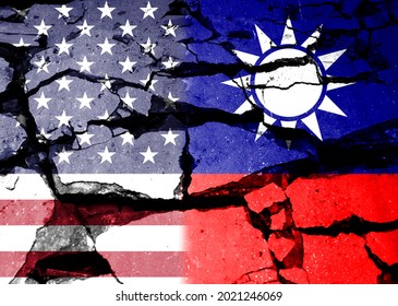 Trade War. Flag Of The United States. Taiwan Flag, 3d Illustration