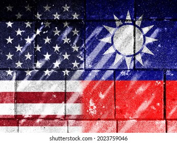 Trade War. Flag Of The United States. Taiwan Flag, 3d Illustration