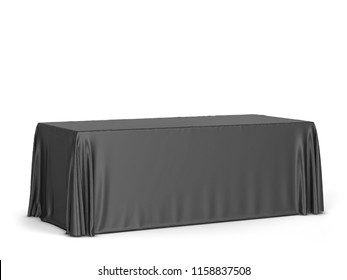 Tradeshow tablecloth mockup. 3d illustration isolated on white background 