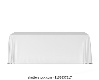 Tradeshow tablecloth mockup. 3d illustration isolated on white background 