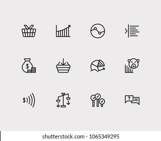 Trading Icons Set. Stock Sector And Trading Icons With Going Long, Ask And Yield. Set Of E-commerce For Web App Logo UI Design.