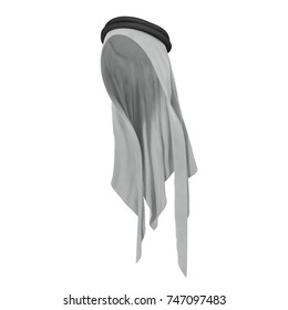 Traditional Arabic Hat Khaliji Or Keffiyeh. Muslim Hat Isolated On White. 3D Illustration