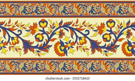 Traditional Asian Floral Border Design