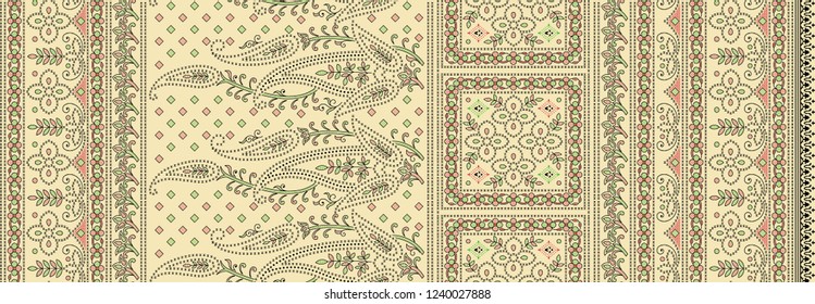 Traditional  Background   Paisley Motif  Sari Border Design