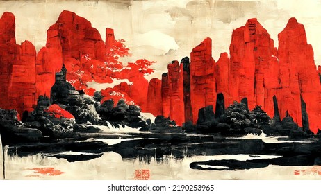 Traditional chinese ink red