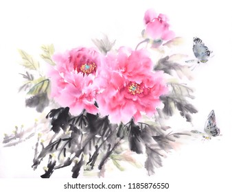 Flower Paintingtraditional Chinese Painting Stock Illustration ...