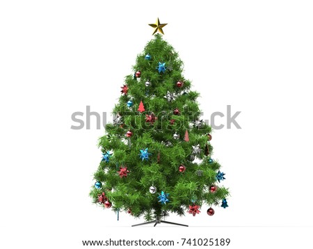 traditional christmas tree with red and blue decorations 3d illustration - Blue And Red Decorated Christmas Tree traditional christmas tree with red and blue decorations 3d illustration - Blue And Red Decorated Christmas Tree