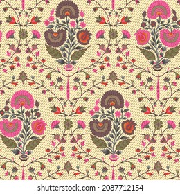 Traditional Floral Mughal Flower Pattern Design.