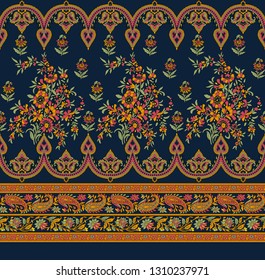 Traditional Indian Paisley Border On Navy Stock Illustration 1310237971 ...