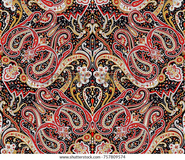 Traditional Indian Paisley Pattern Stock Illustration 757809574 ...