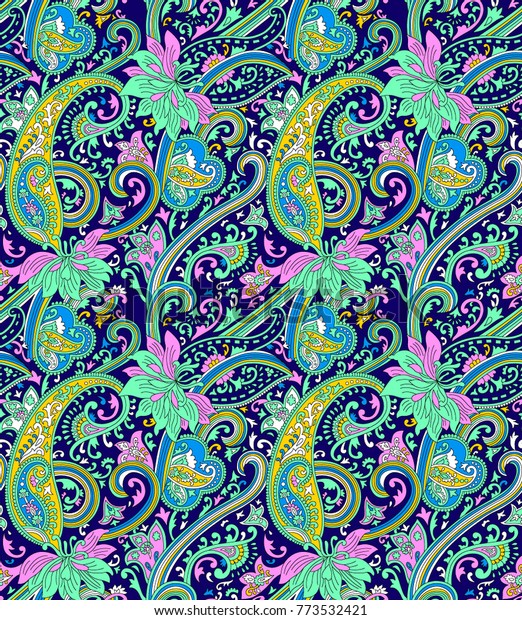 Traditional Indian Paisley Pattern Stock Illustration 773532421