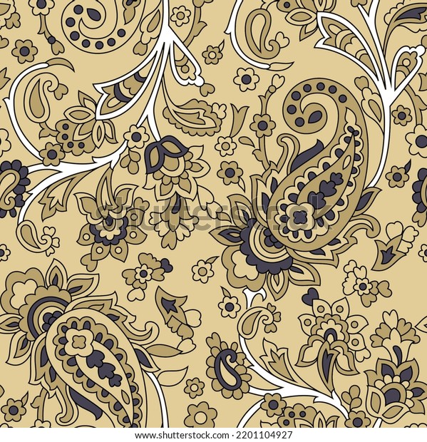 Traditional Indian Paisley Pattern On Ghra Stock Illustration ...