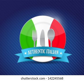 Traditional Italian restaurant , menu illustration design over blue