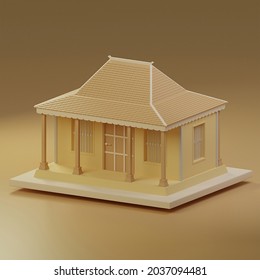 Traditional Javanese House In Stylist 3d Model