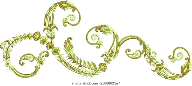 Traditional mughal artwork embroidery design leafs leaves and decorative ornaments for textile print on fabric Mughal Motif Fantasy Flowers  