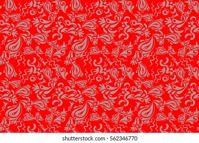 Traditional raster gothic damask background. Red and neutral seamless background flower ornament pattern. Abstract arabesque background for greeting card, presentation or wedding invitations. - Powered by Shutterstock