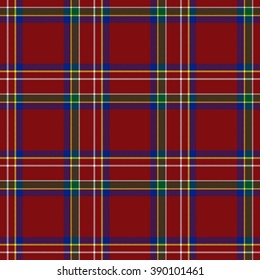 Traditional Scottish Red, Blue, Green Tartan Pattern With White Stripe Made Seamless For Kilt Or Bandana