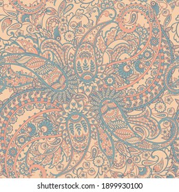 Traditional Seamless Paisley Pattern. Indian Floral Ornament.