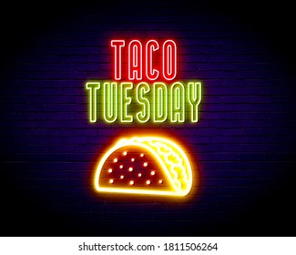 Traditional Taco Tuesday Neon Light Sign Stock Illustration 1811506264