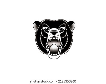 Traditional Tattoo Drawing Angry Bear