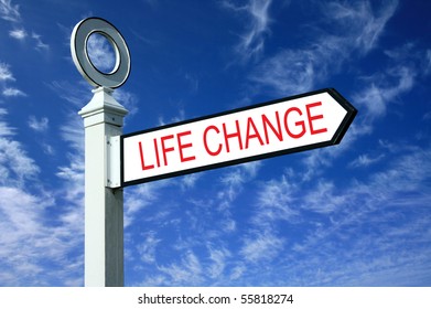 Traditional White Wooden Finger Post Life Change Sign