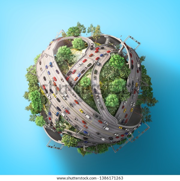 Traffic Concept Planet Concept Chaotic Urban Stock Illustration 1386171263