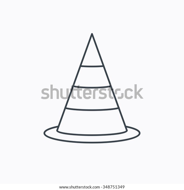 Traffic cone icon. Road warning sign. Linear\
outline icon on white background.\
