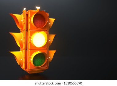 Traffic Light Burning Yellow Background Isolated Stock Illustration ...