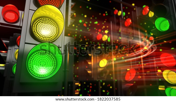 Traffic Light and Car\
Path - 3D\
Rendering