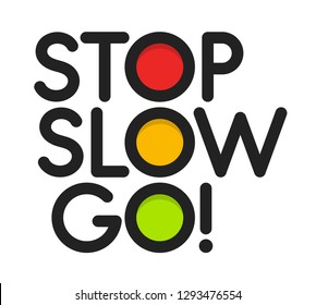 Traffic Light Illustration. Red, Yellow, Green Lights Simple Logo. Stop, Slow, Go Isolated Sign. Road Signal Icon