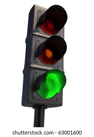 Traffic Light Isolated On White - 3d Render