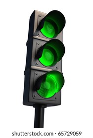 Traffic Light Isolated On White - 3d Render