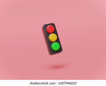 Traffic Light. Minimalism Concept. 3d Rendering